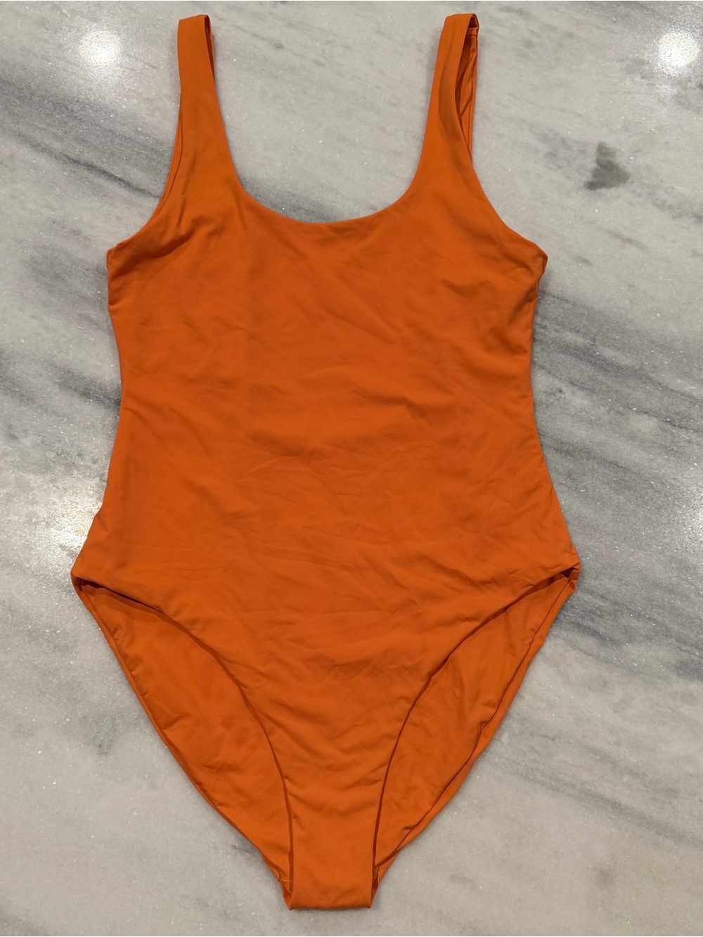 Girlfriend Collective Orange Low Back One Piece Swimsuit Size Small